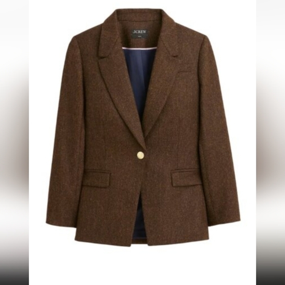 J. Crew Willa 100% Wool Brown Blazer Size 8 Fully Lined Preppy Professional